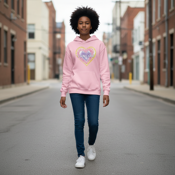 Youth heavy blend hoodie I Love GOD